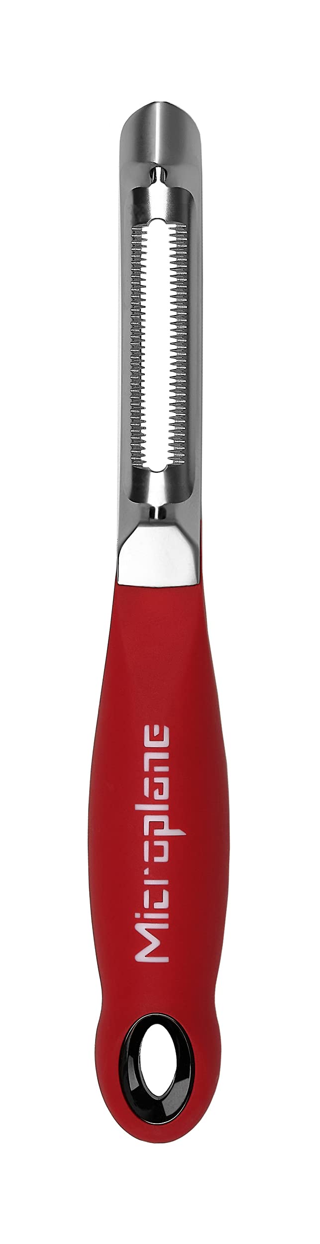 Soft-touch handle provides comfortable grip during longer peeling tasks.
