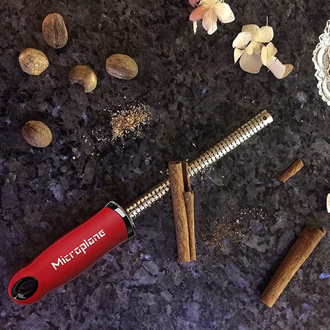Microplane spice grater safety cover attached for safe storage.