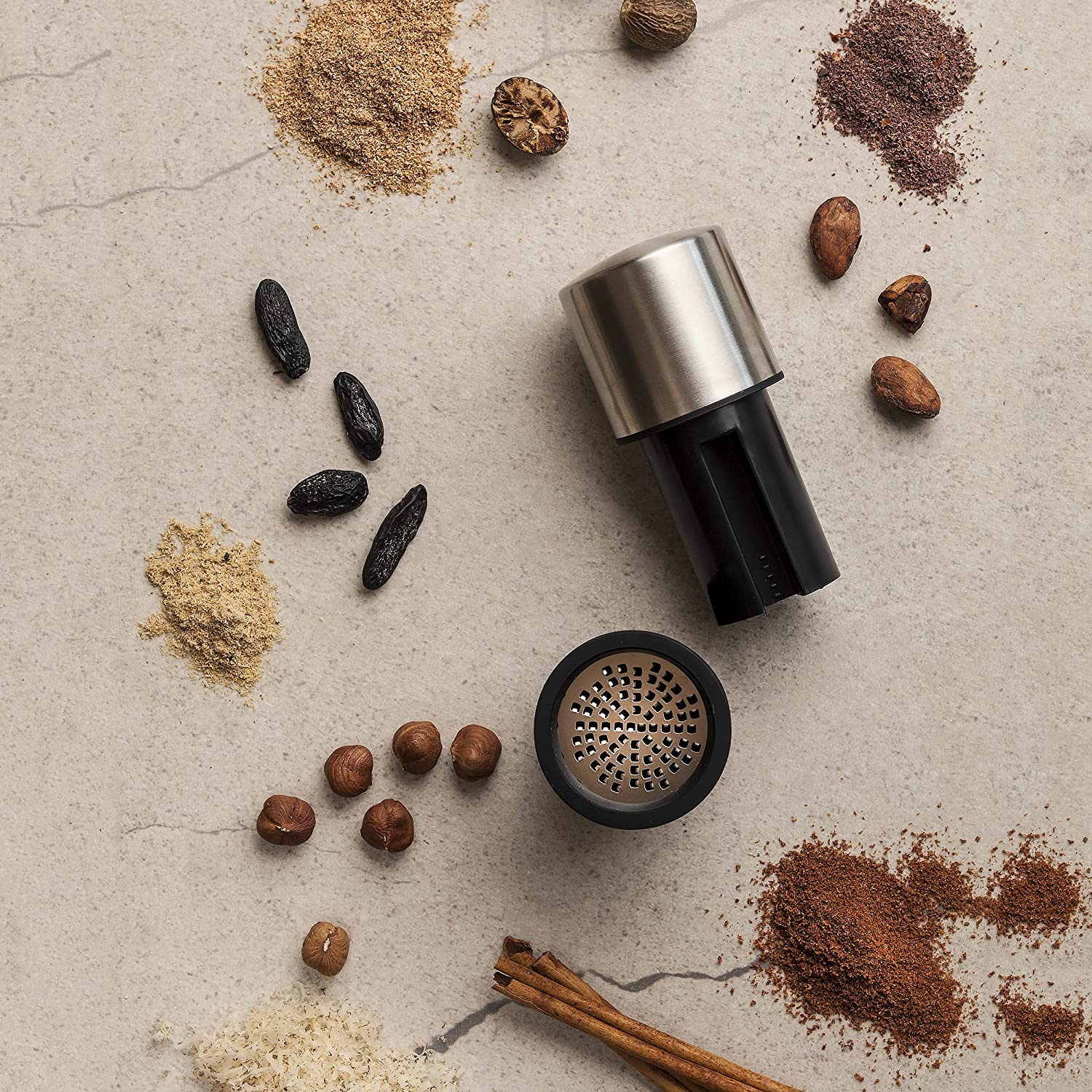 Microplane Spice Mill on the counter for quick seasoning.