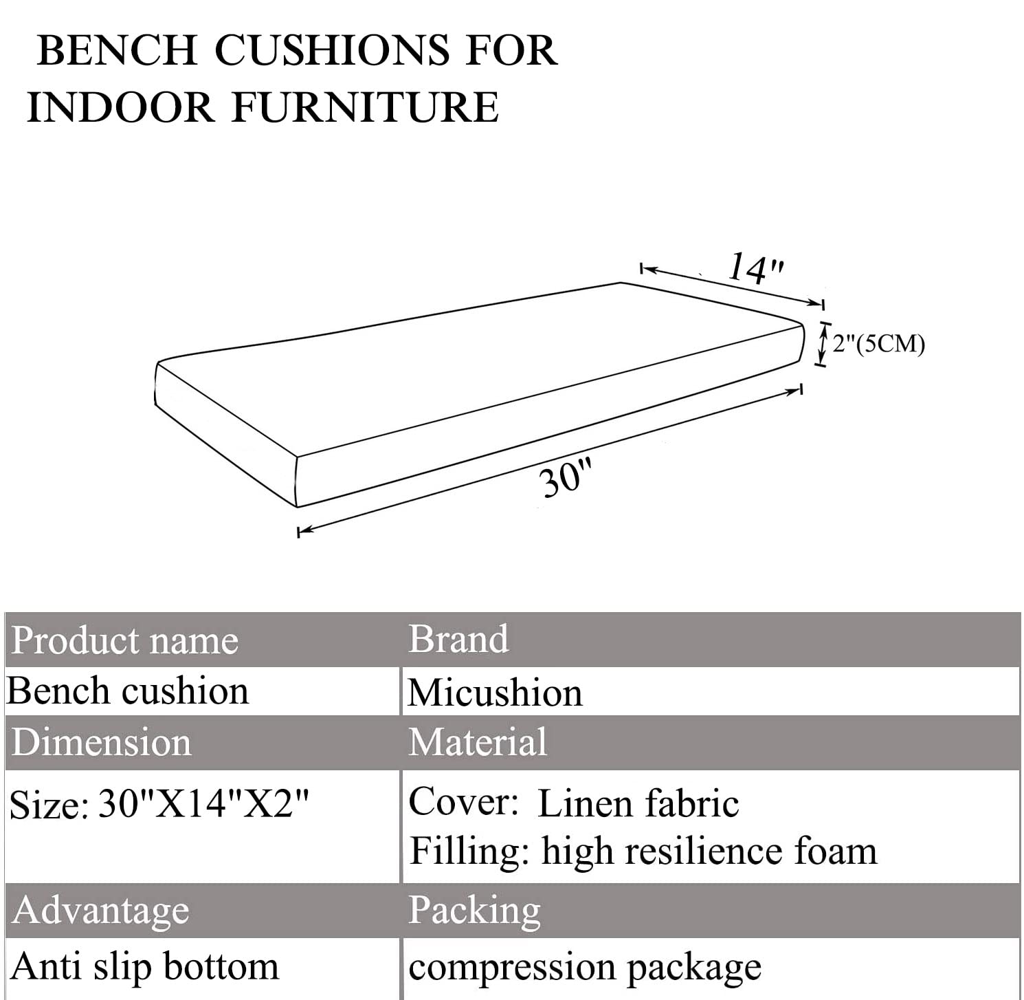 Linen fabric cover by MICUSHION with moisture absorption and breathability