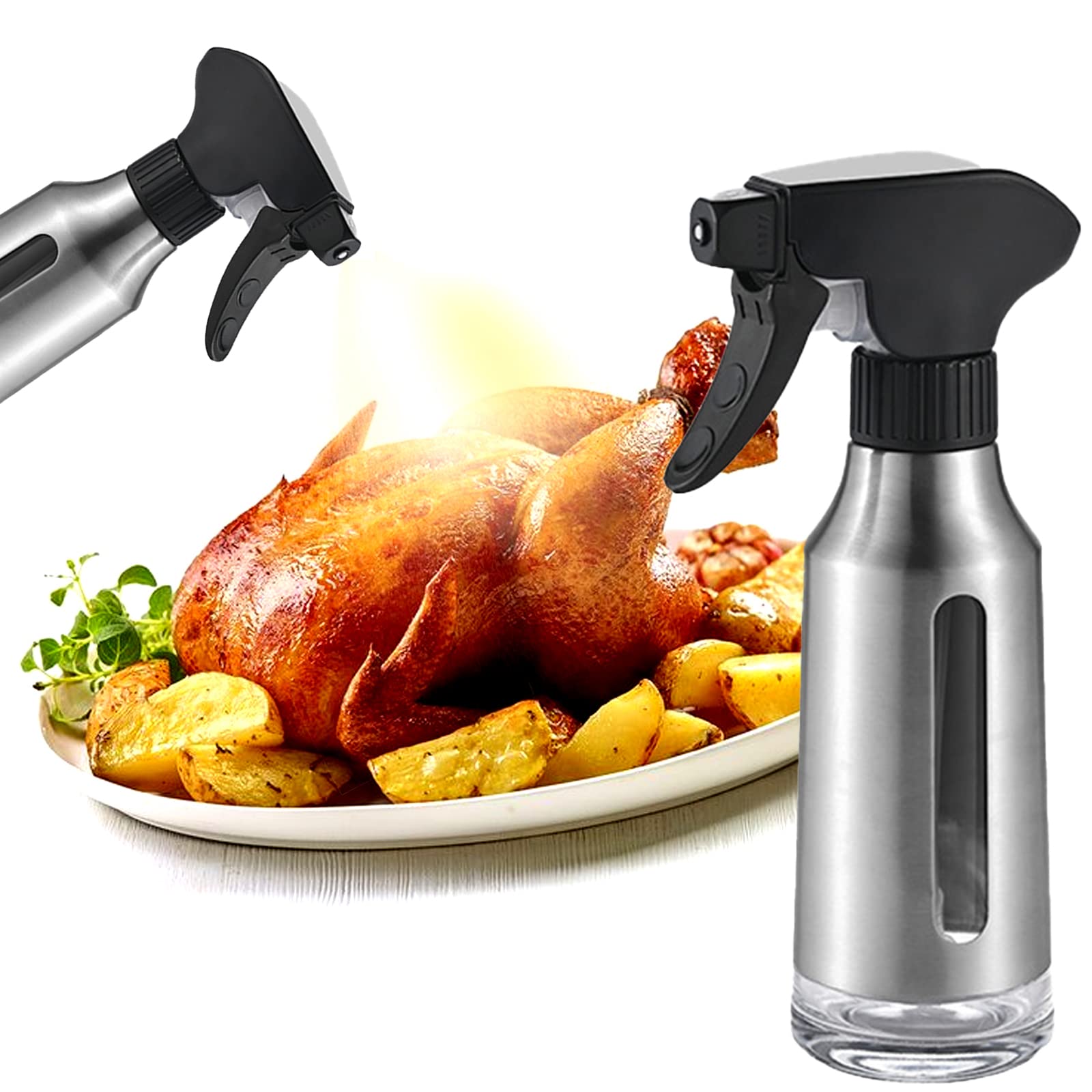 Micyples oil sprayer with stainless steel nozzle for precise olive oil mist.