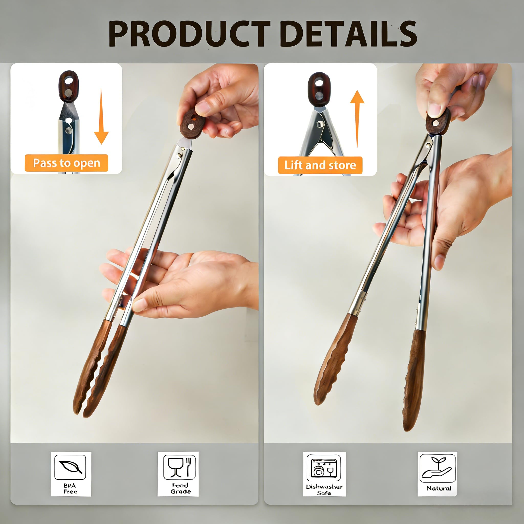 Micyples tongs feature a locking mechanism for easy use