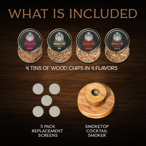 Middleton Mixology SmokeTop hickory chips close-up for robust smoky notes