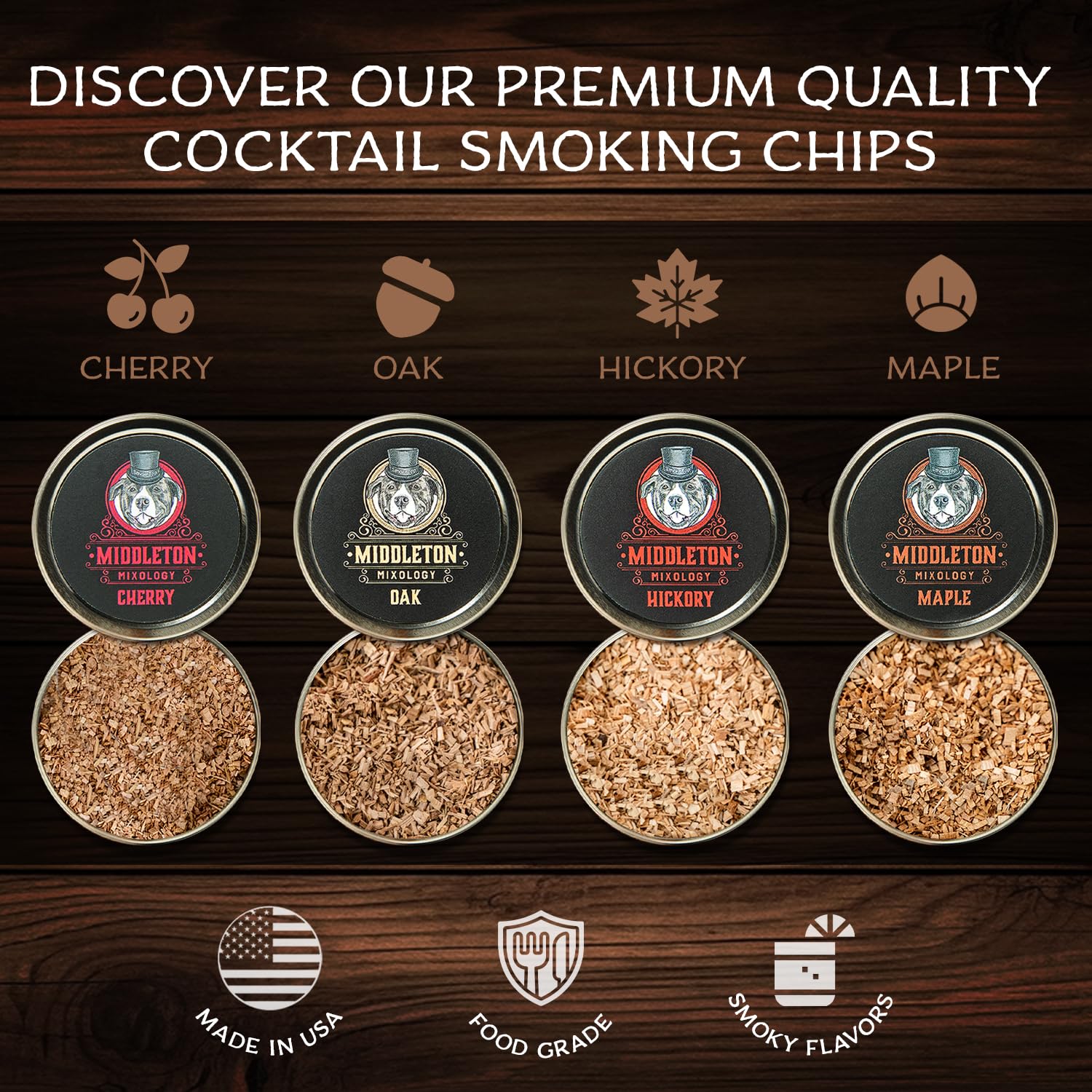 Middleton Mixology SmokeTop maple chips close-up for warm sweetness