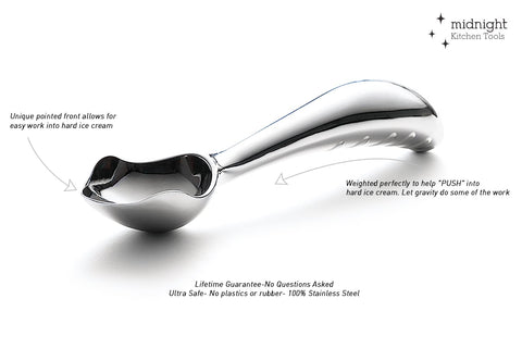 Midnight Scoop stainless steel, dishwasher-safe design enables quick cleanup after use.