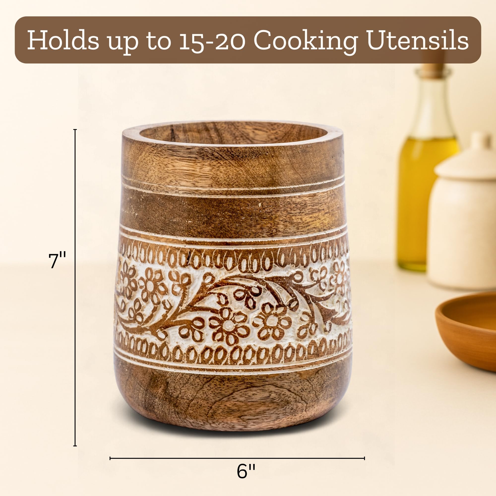 Mie Creations utensil holder with spoons demonstrates practical storage.