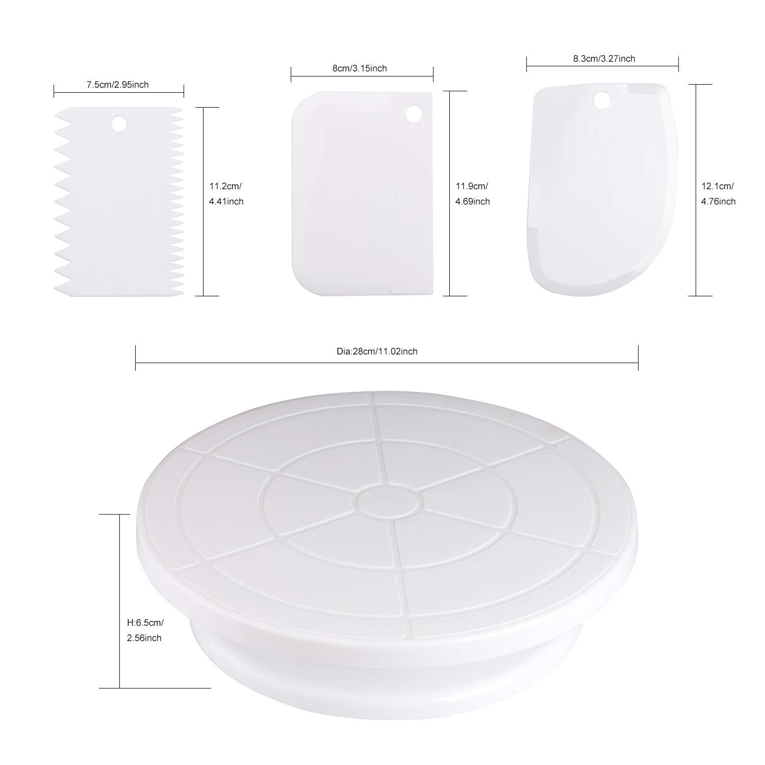 Miecux decorating comb and icing smoother laid out for quick use.