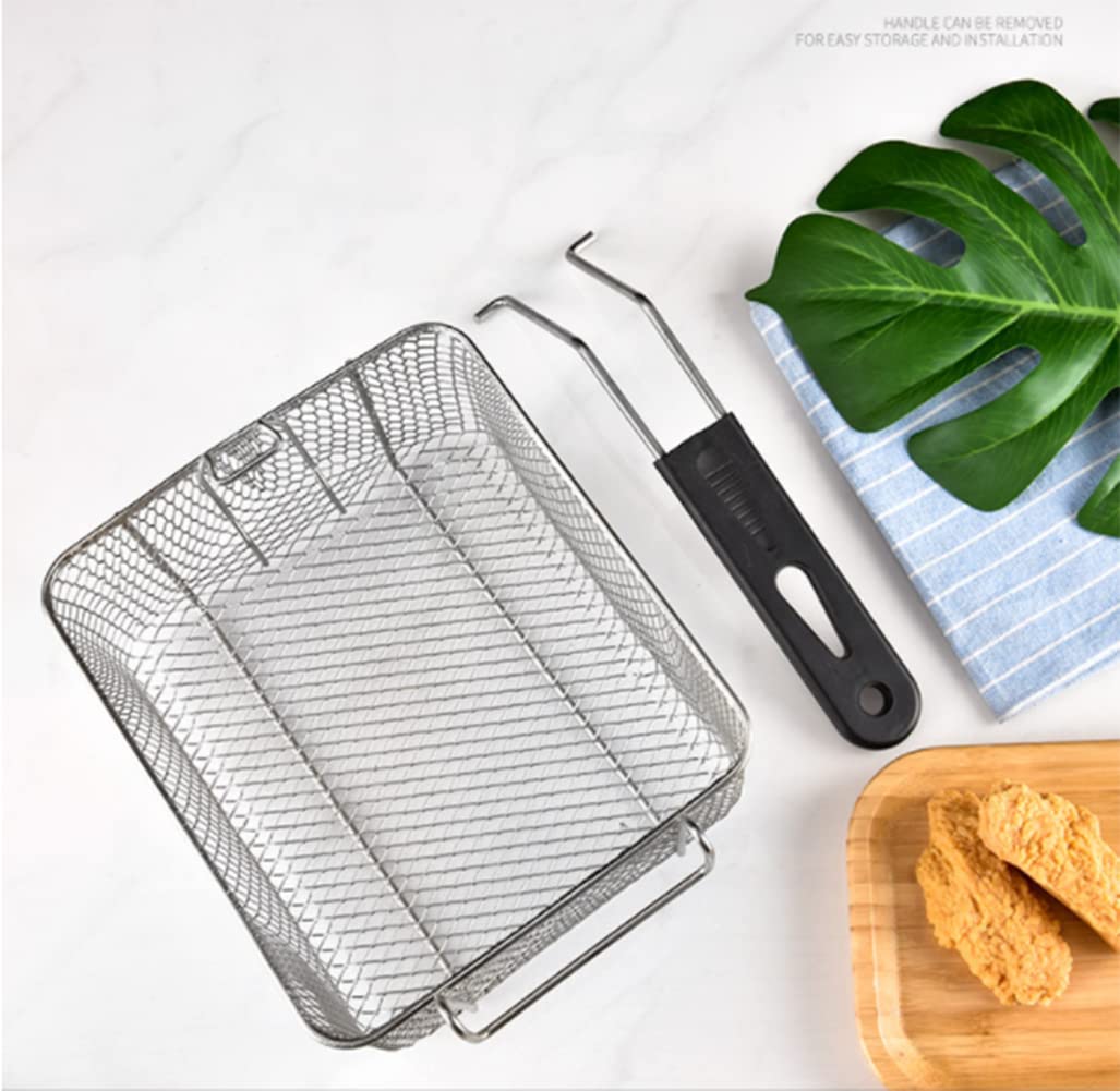 Miecux fry basket handle grip close-up, demonstrating heat-resistant, comfortable handhold.