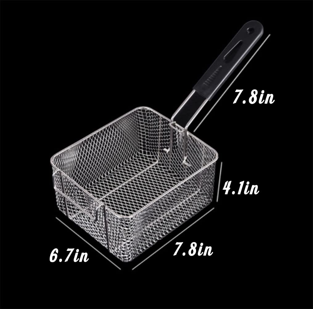Miecux fry basket inside pot during frying, ideal for even heat distribution.
