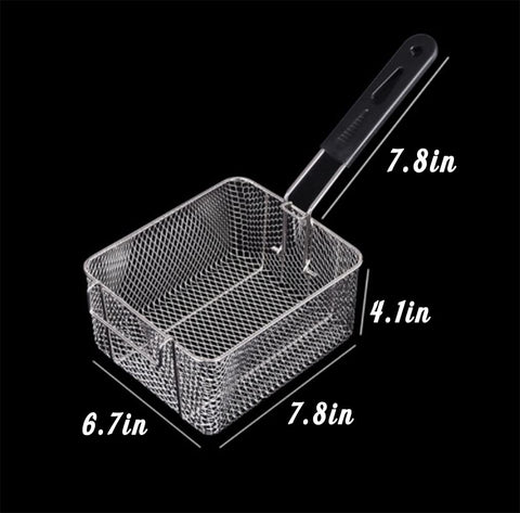 Miecux fry basket inside pot during frying, ideal for even heat distribution.