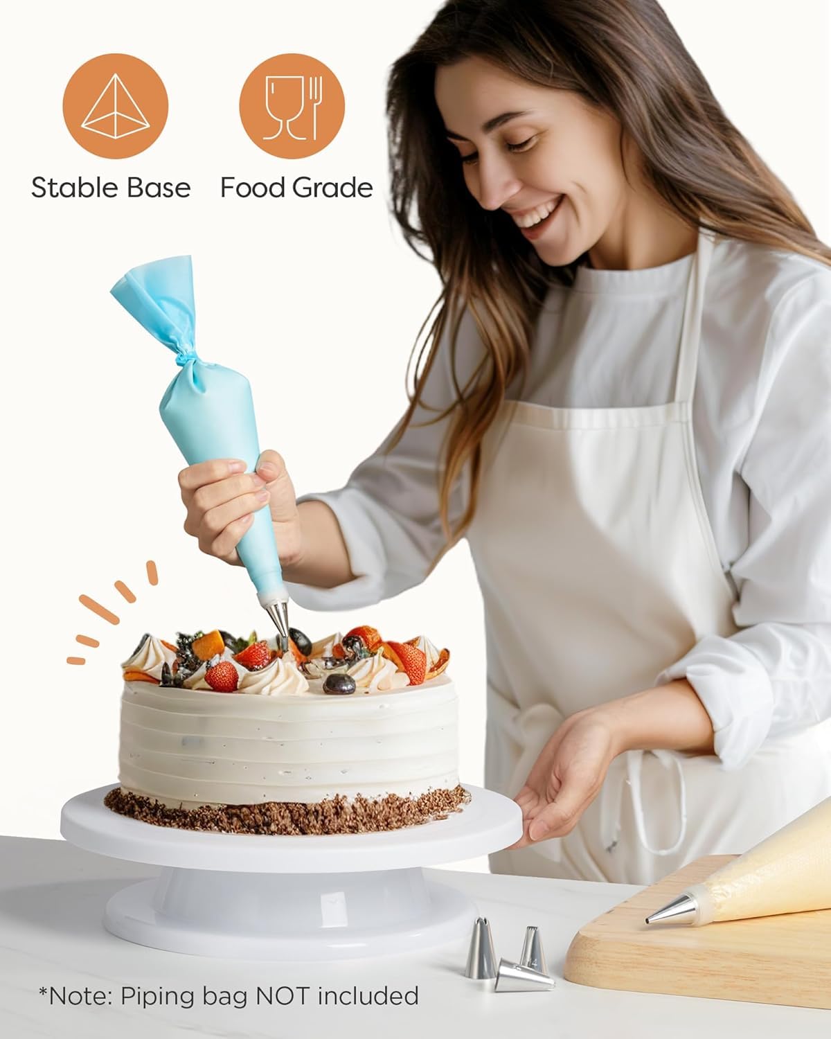 Miecux concentric circles center cake precisely for even decorating.