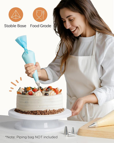 Miecux concentric circles center cake precisely for even decorating.