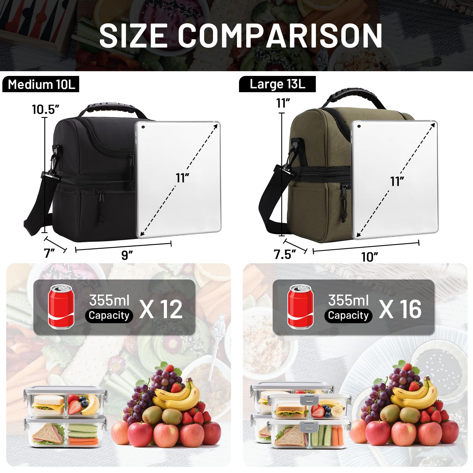 MIER lunch box bottom cold compartment keeps drinks cooler during commutes