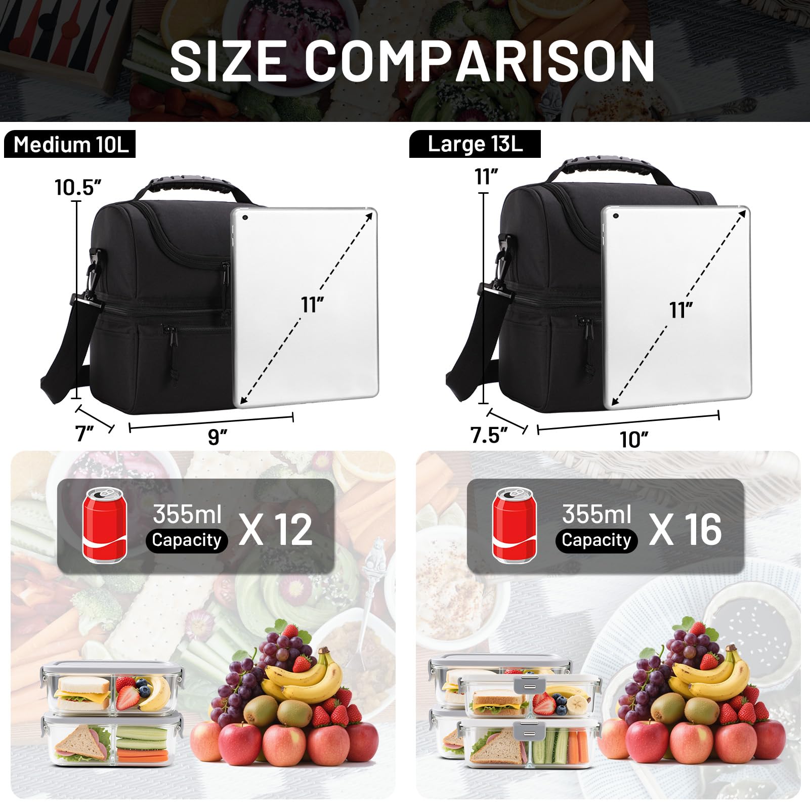 MIER bottom cold compartment with leak-proof PEVA liner keeps drinks cold.