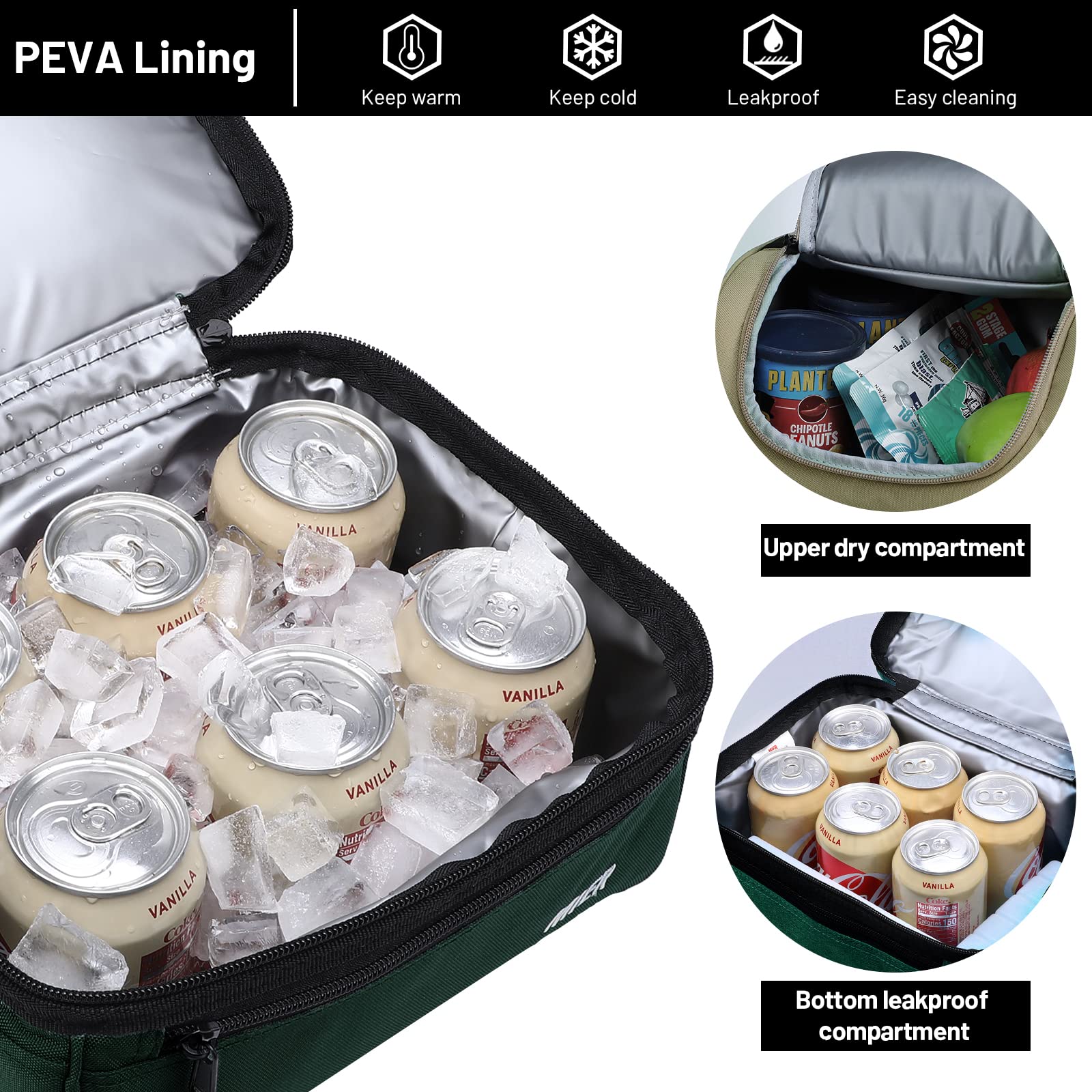 MIER adult lunch box bottom cold section keeps drinks chilled for hours