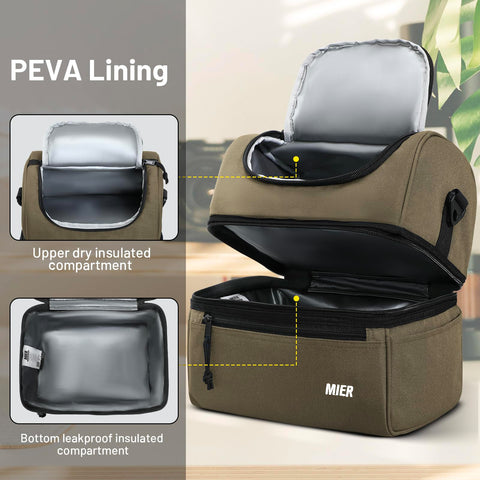MIER lunch bag detachable strap enables hands-free carrying at work or travel