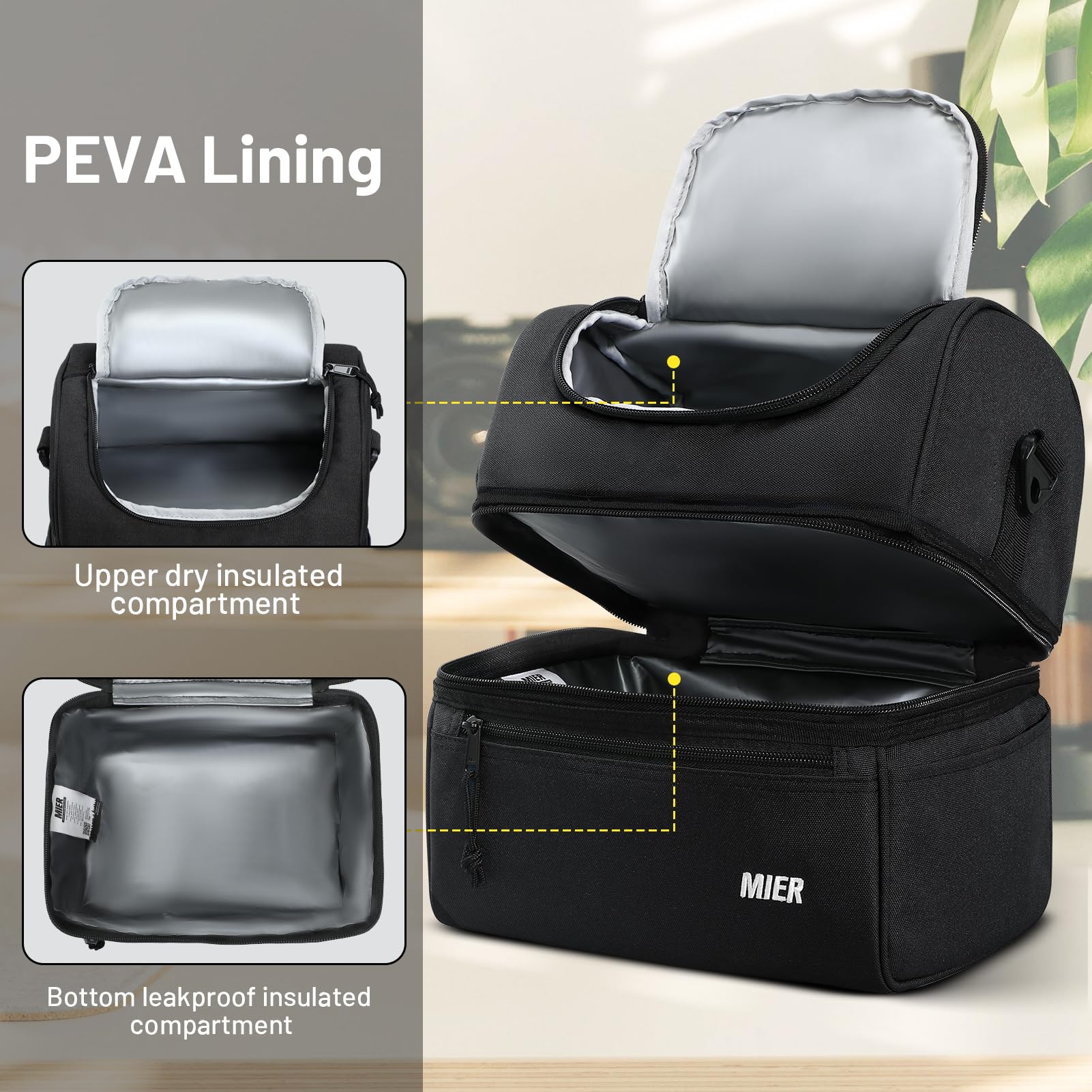 MIER front zipper pocket and side pockets organize utensils and keys.