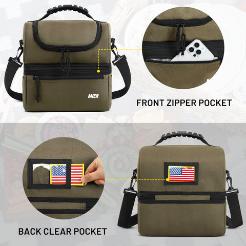 MIER front zipper pocket stores utensils and napkins for quick meal setups