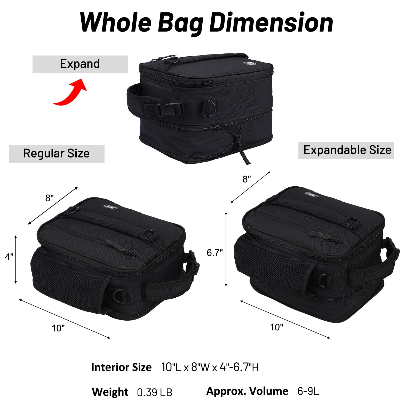 MIER expandable lunch bag opened to show added space for meals.
