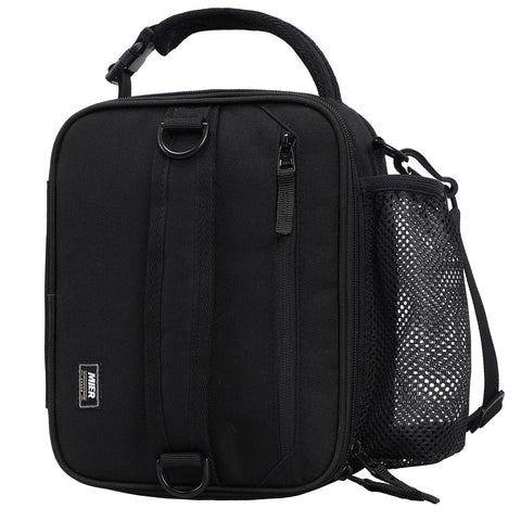 MIER expandable lunch bag front view in black, ideal for daily work lunches.