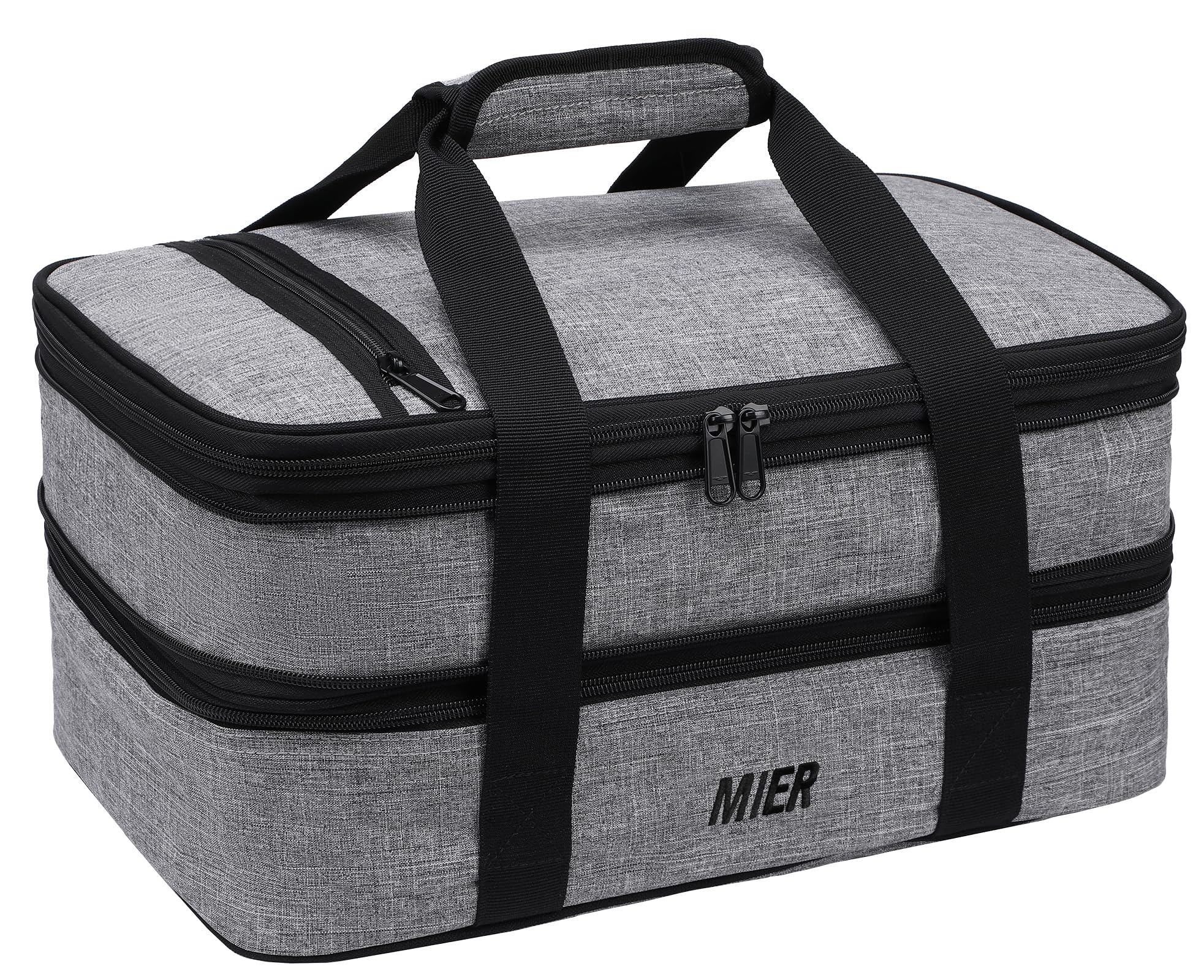 MIER insulated double casserole carrier with expandable upper compartment for potlucks