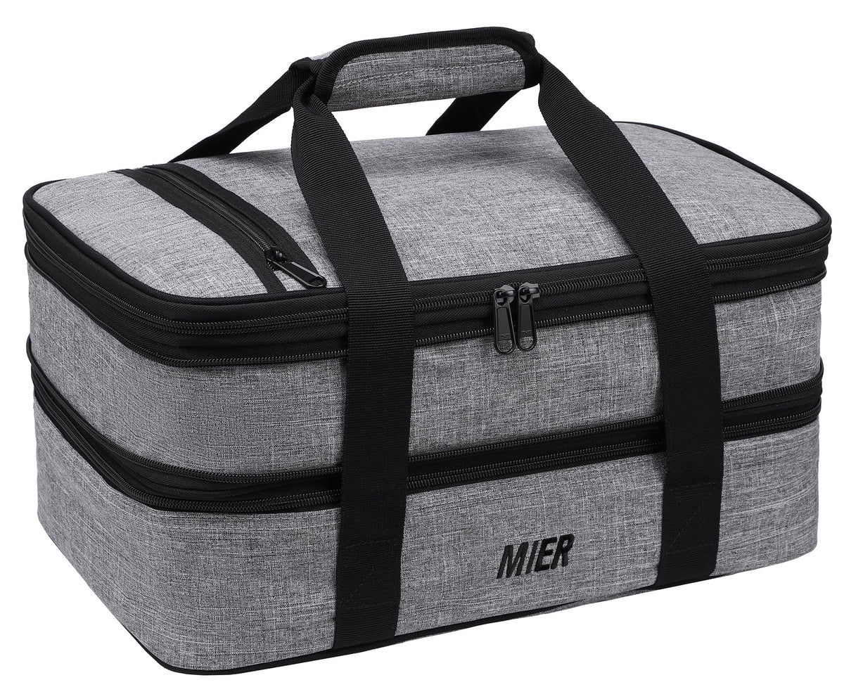 MIER insulated double casserole carrier with expandable upper compartment for potlucks
