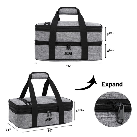Exterior pocket on the MIER carrier stores utensils and napkins for easy setup