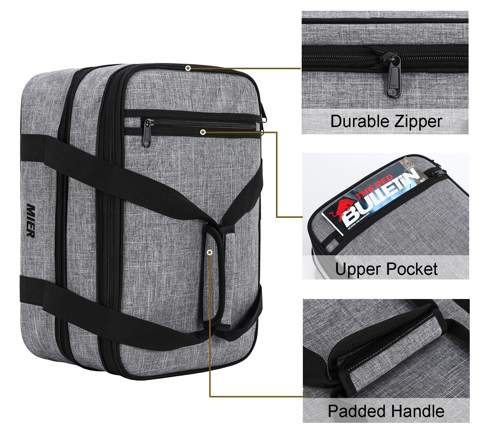 Padded handles on the MIER carrier simplify carrying to events