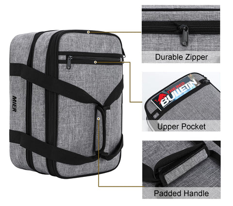 Padded handles on the MIER carrier simplify carrying to events
