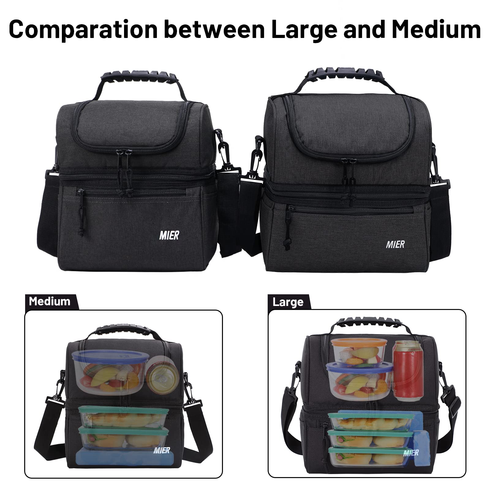 MIER lunch bag detachable strap ensures comfortable, hands-free carrying.