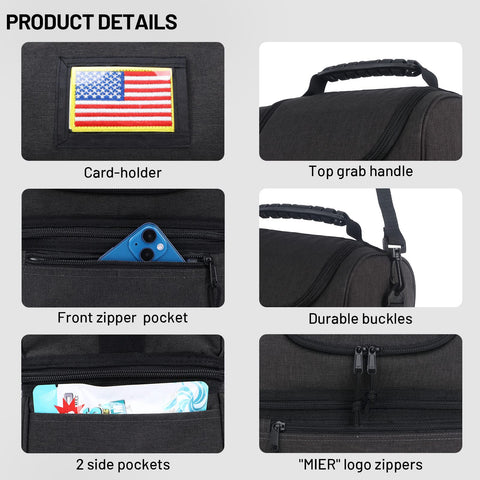 MIER lunch bag front utensils pouch with side pockets for keys.