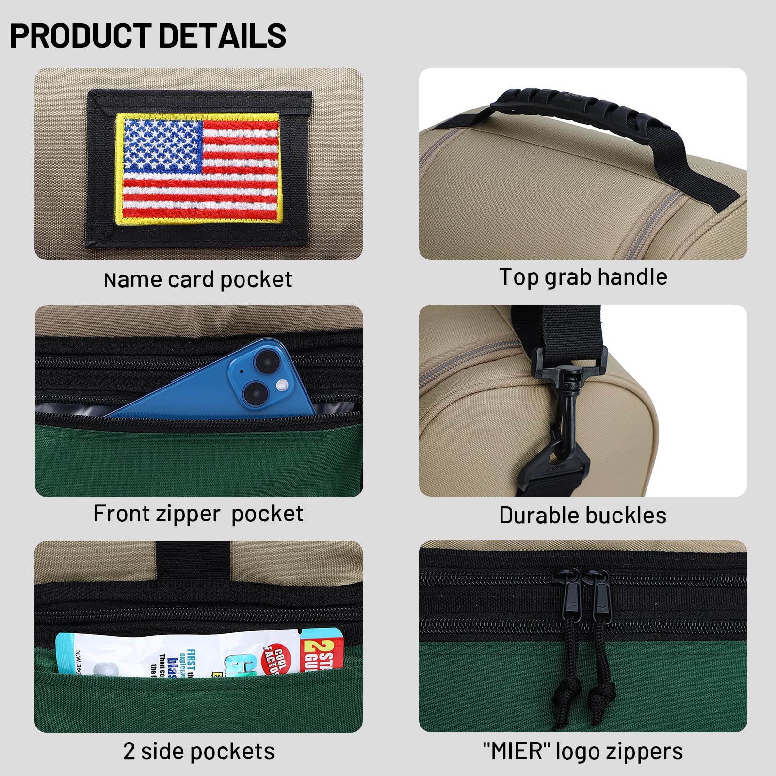 MIER lunch bag shoulder strap offers comfortable hands-free carrying