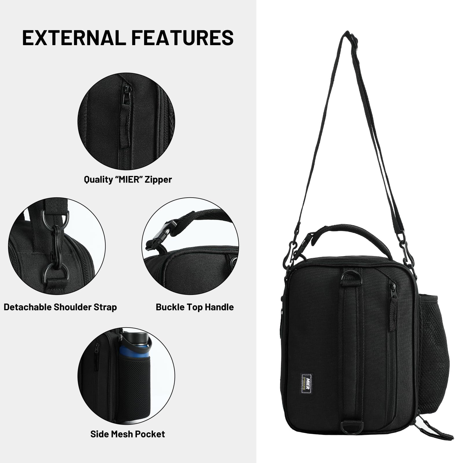 MIER reinforced stitching and heavy-duty zippers for durable daily use.
