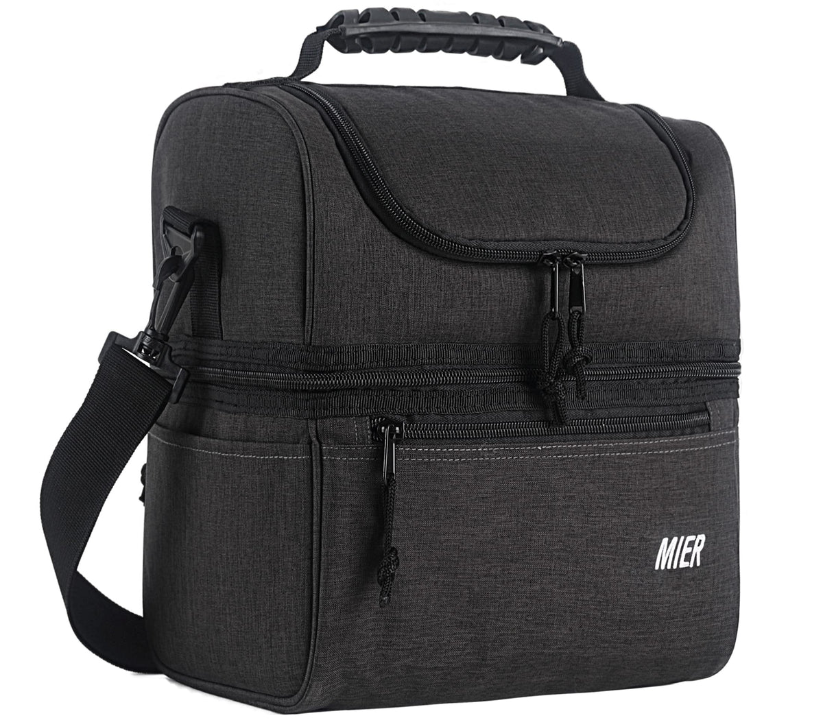 MIER two-compartment lunch bag top opening keeps dry foods easily accessible.