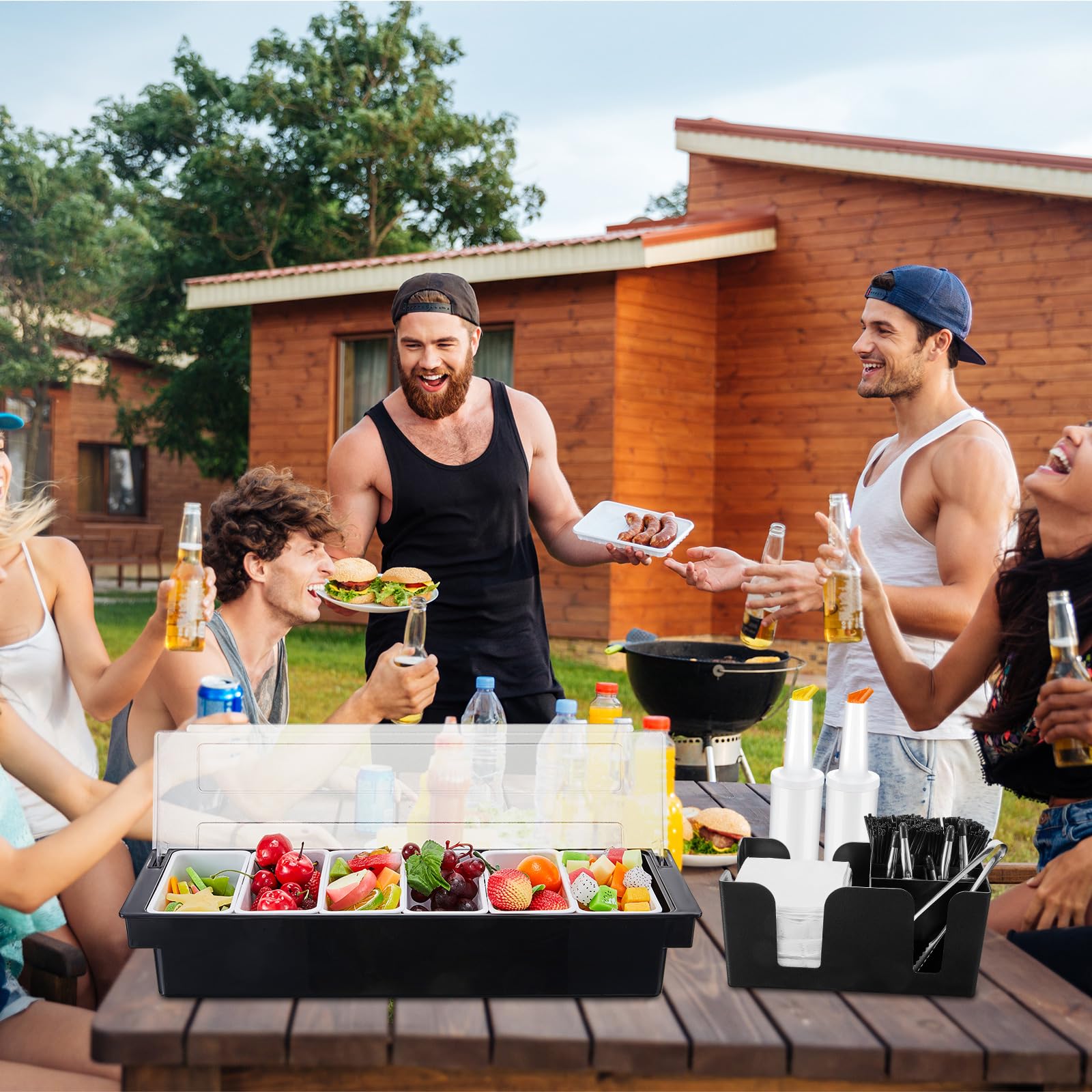 Mifoci ice cooled condiment container organizes condiments while chilling drinks