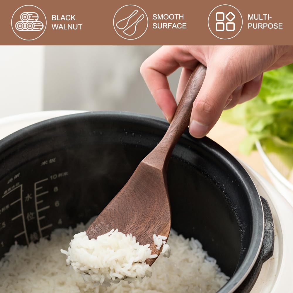 Migaku Home black walnut spoons angled rice scooper for portions