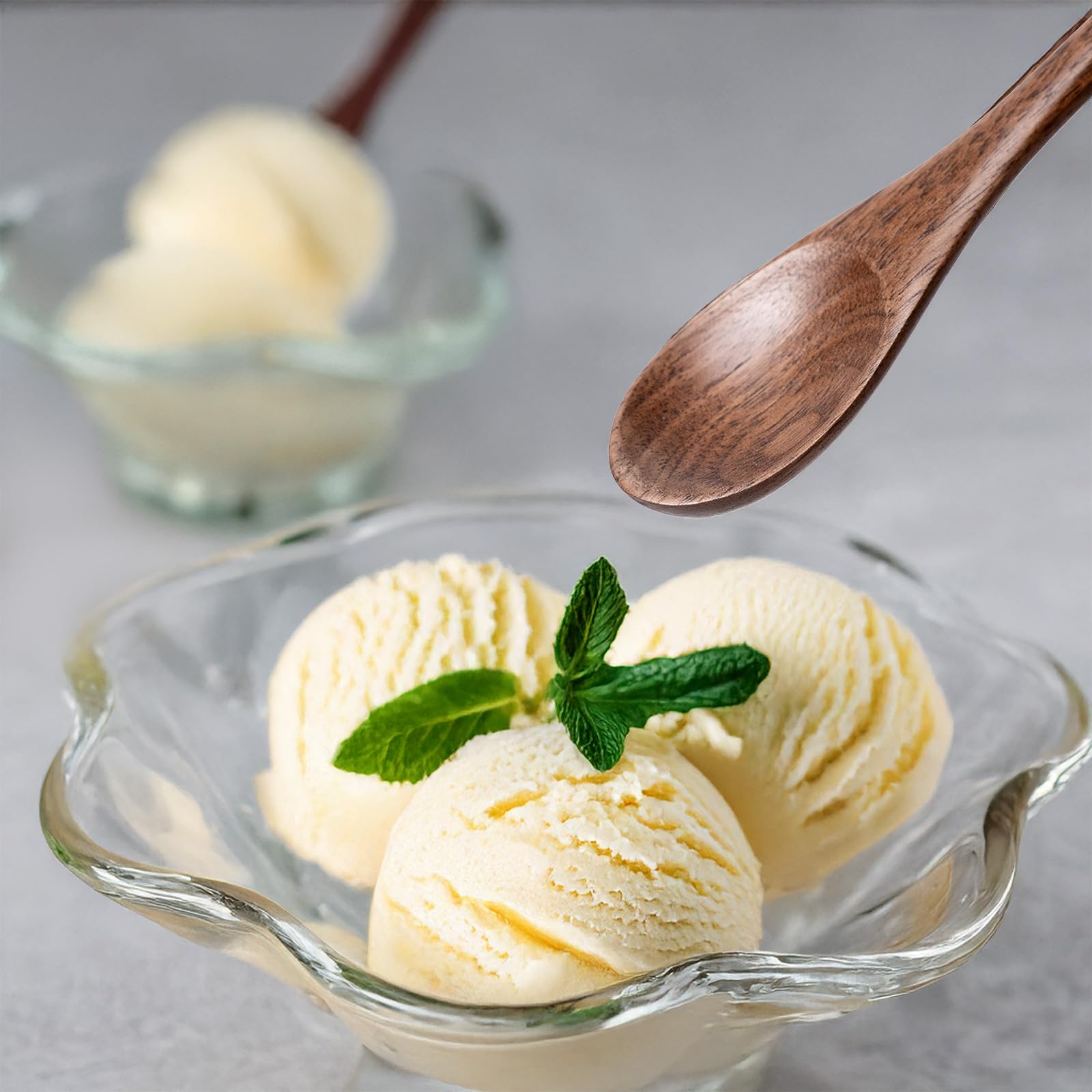 MIGAKU HOME walnut spoons elevate desserts with elegant grain and comfortable grip.