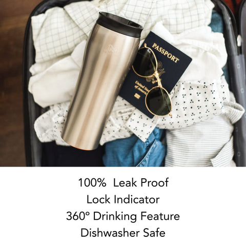 Mighty Mug 360-degree leakproof lid lets you sip from any angle.