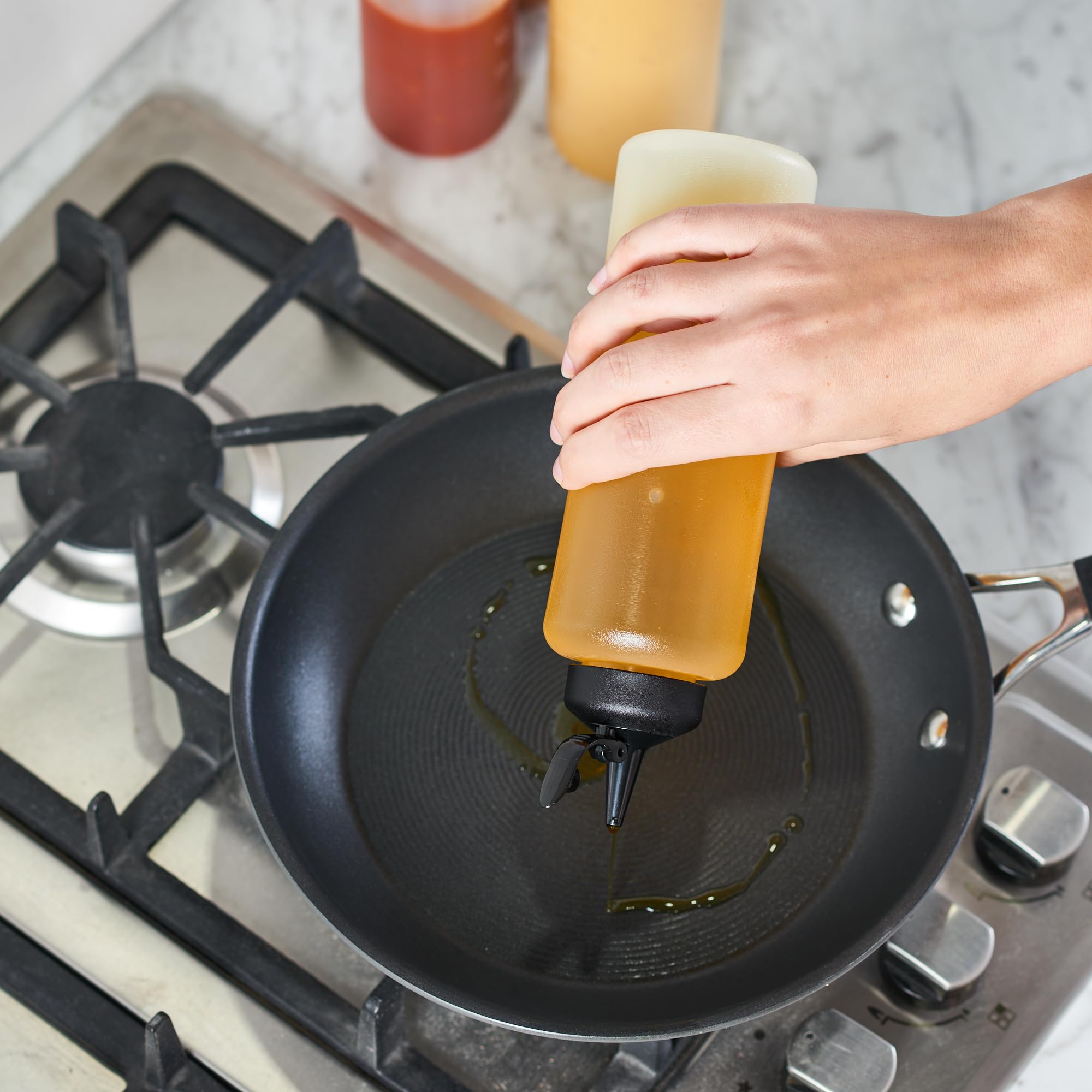 MIGHTY STRONG measuring marks on bottle support precise dosing for recipes.