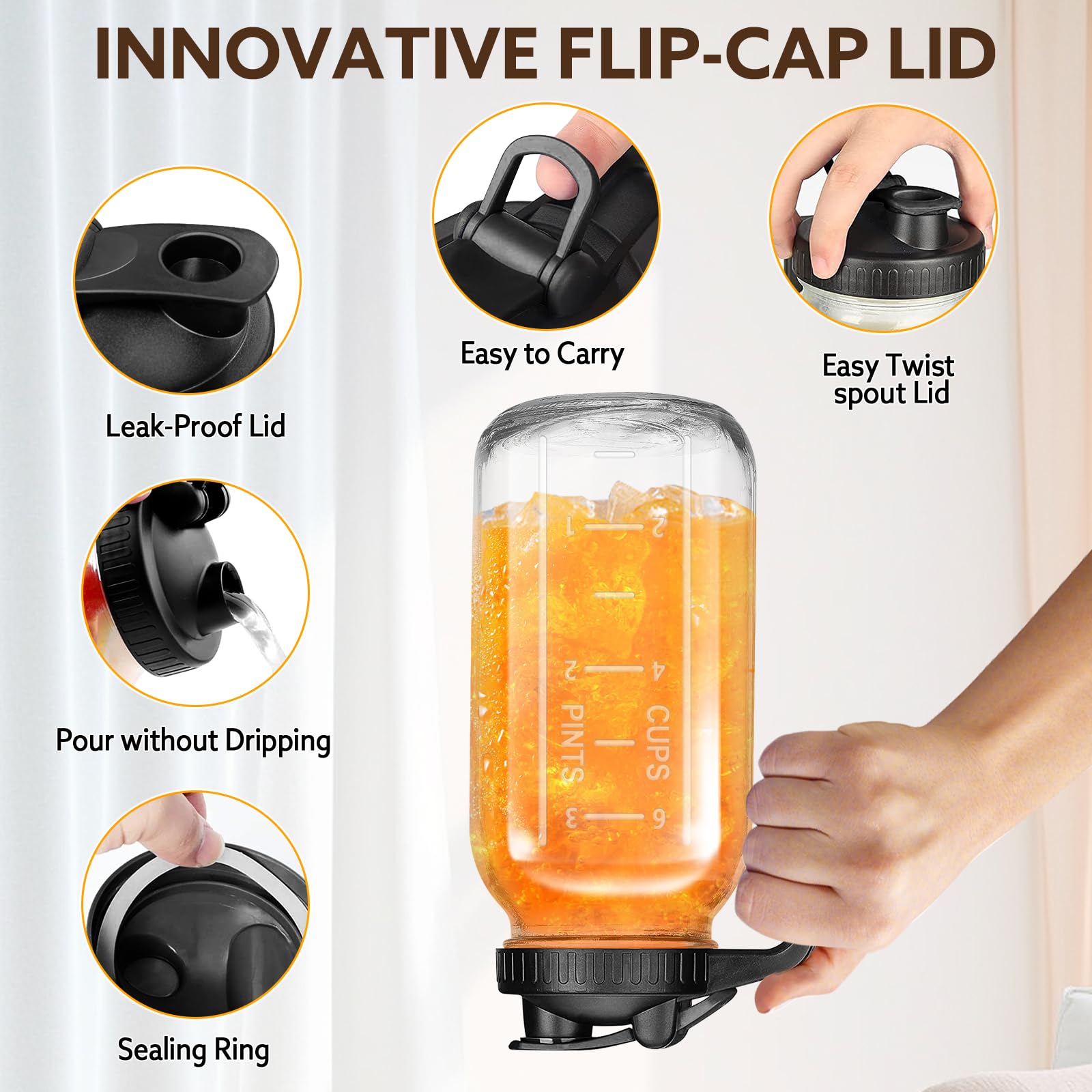 Mihlapi glass pitcher wide mouth eases cleaning and ice infusion