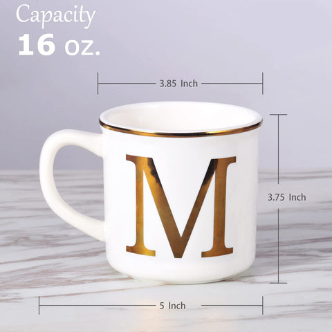 Miicol ceramic mug 16oz back gold initial, stylish personal touch for home or office