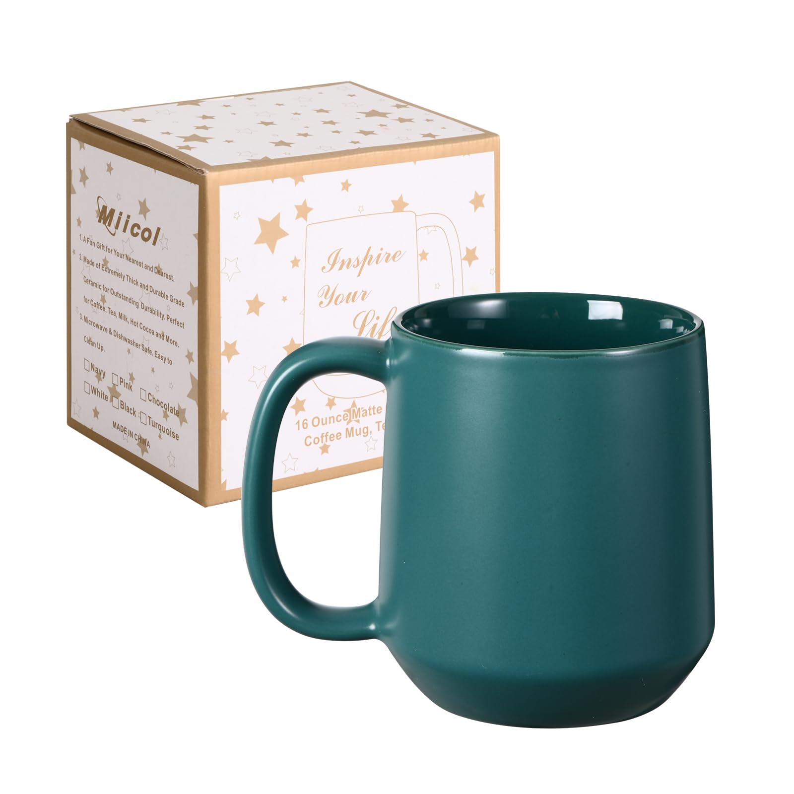 Miicol turquoise mug with generous 16oz capacity for coffee or tea