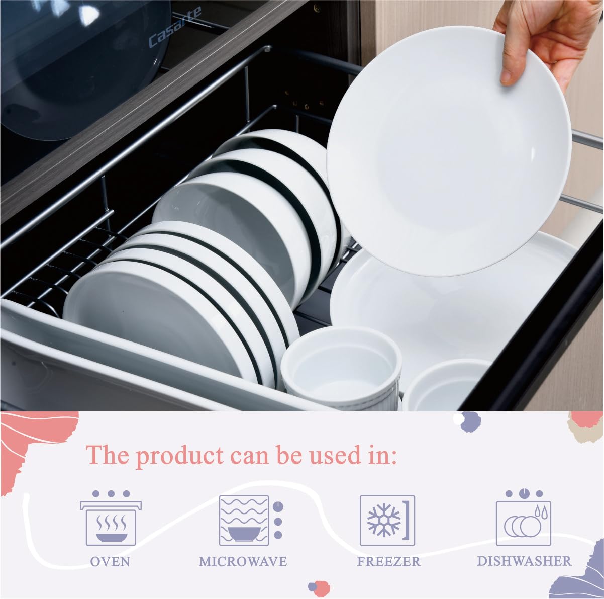 Miicol dishwasher-safe plates, convenient cleanup after meals.