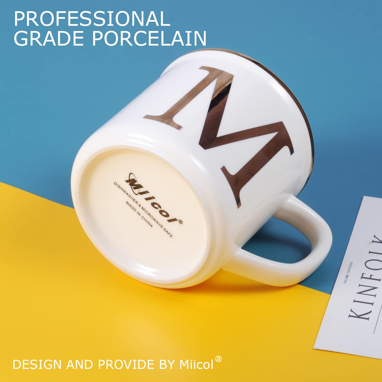 Miicol mug with curved handle for a comfortable grip on hot beverages