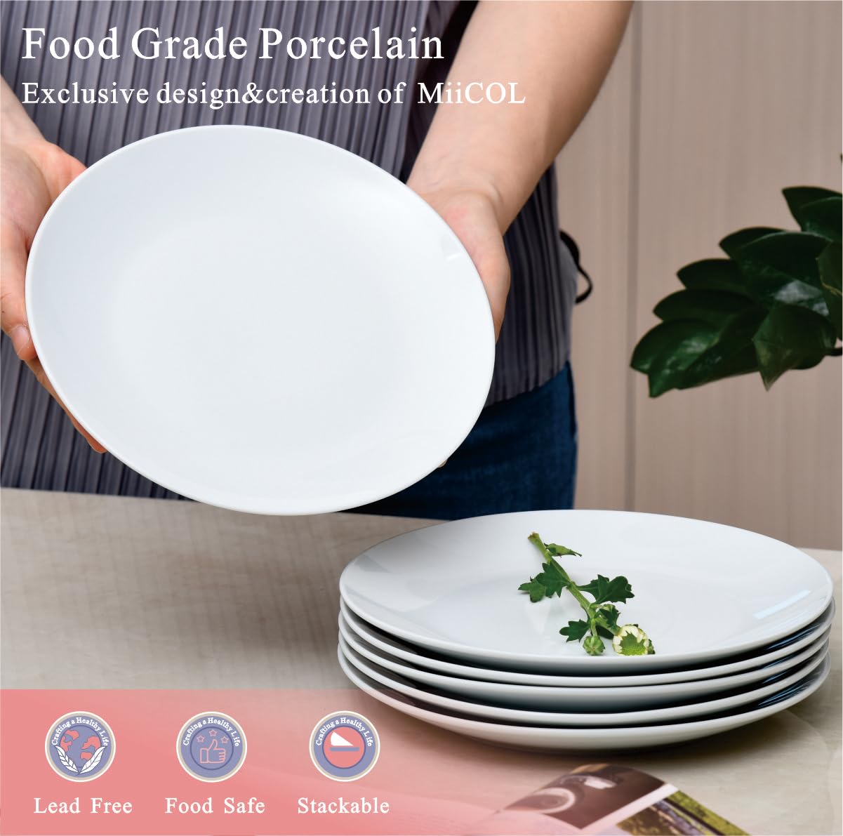 Miicol porcelain serving dishes for snacks, bread, and fruit.