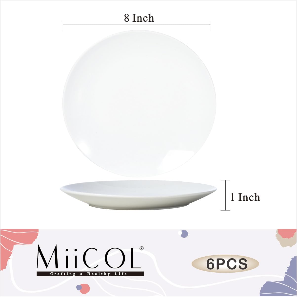 Miicol round 8inch salad plates stacked, saving kitchen space.