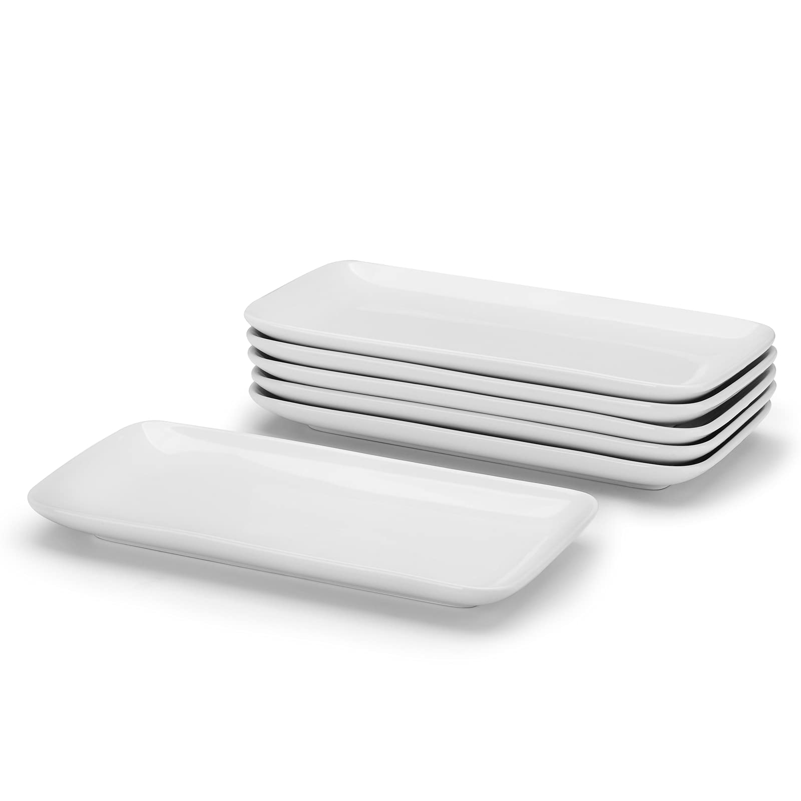 Miicol small rectangular platter in white ceramic, ideal for appetizers and desserts.