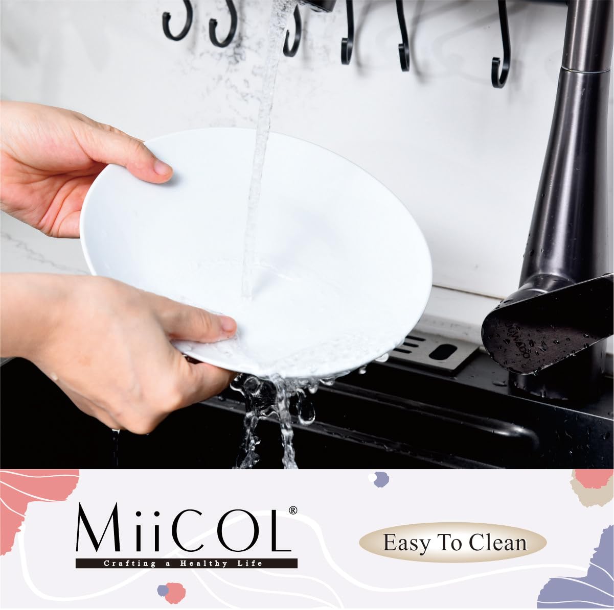 Miicol smooth glaze close-up highlights non-porous surface.