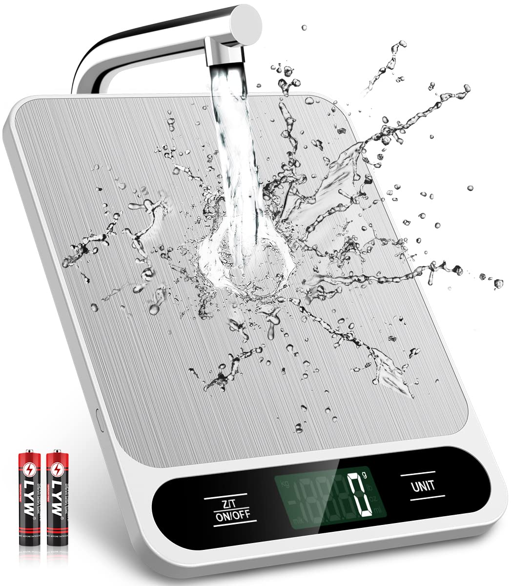 Mik-Nana Food Scale white front view with bright display for precise baking