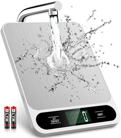 Mik-Nana Food Scale white front view with bright display for precise baking
